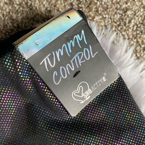 Shoactive Tummy Control Leggings High Waist Iridescent Leggings Size Medium NEW - Picture 7 of 8